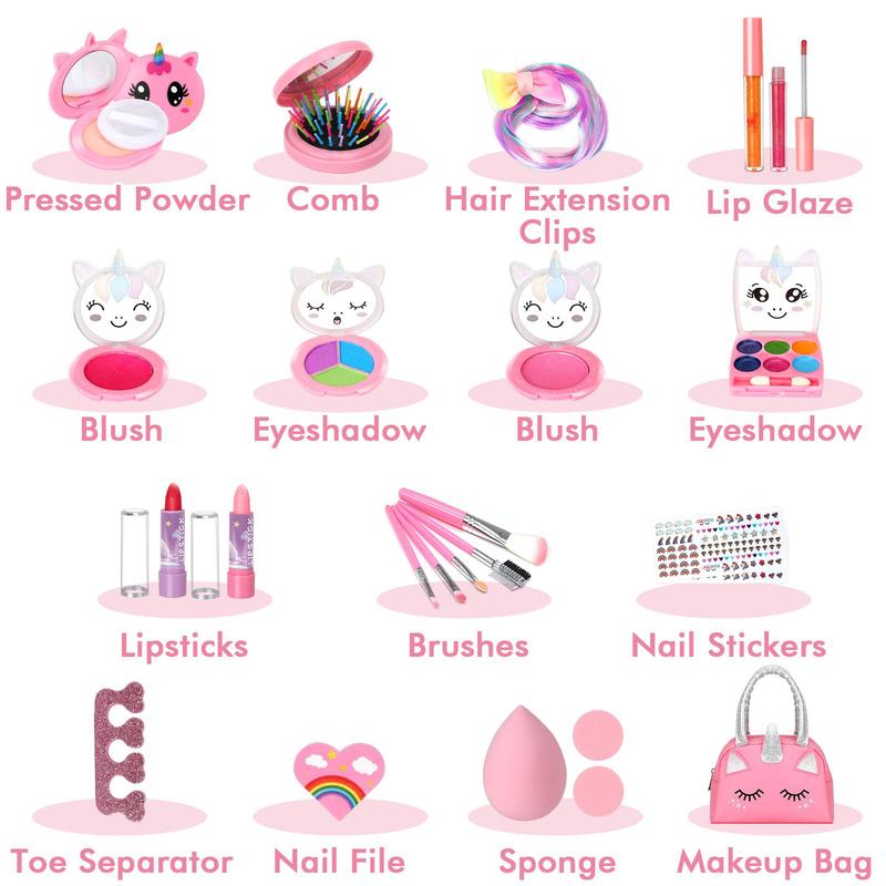 Unicorn Design Makeup Toy, 25pcs set Washable Makeup Toy Set, Pretend Play Makeup Toy, Birthday Gift