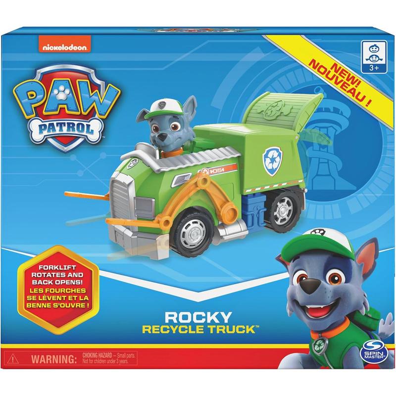 Paw Patrol, Rocky’s Recycle Truck Vehicle with Collectible Figure, Preschool Toys for Boys & Girls Ages 3 and Up