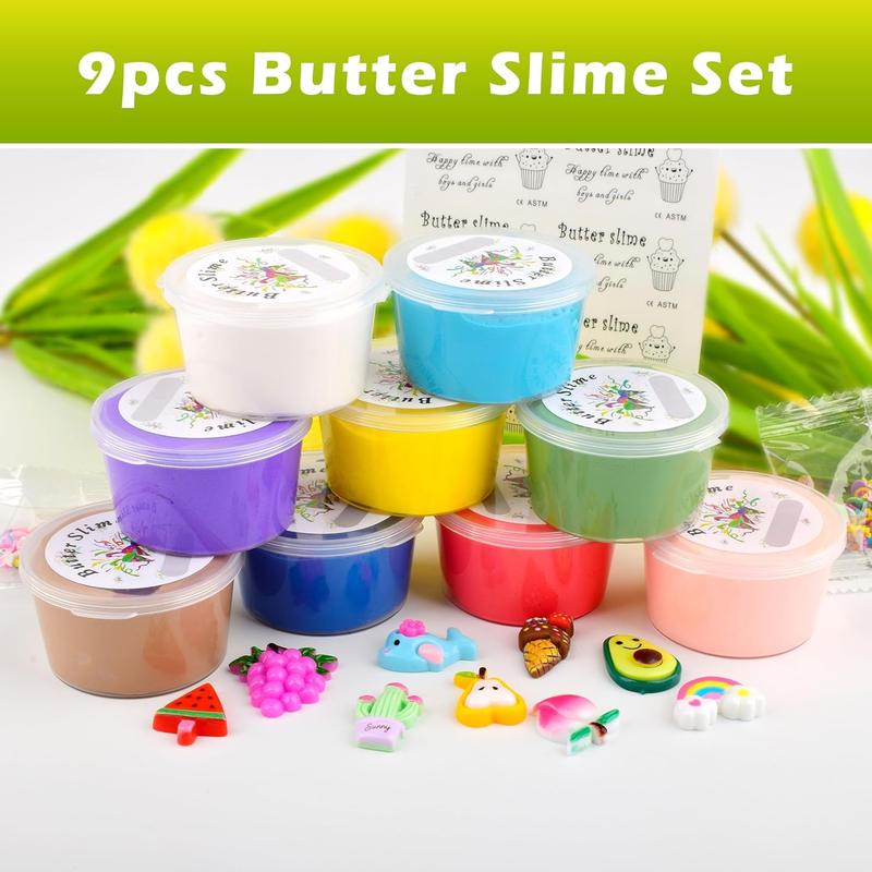 Christmas gift for kids 9 Pack Christmas Slime Butter Kit, for Girls and Boys, Soft Stretchy and Non-Sticky, Scent, Kids Stress Relief Toy, Birthday Gift and Party Favors, Class Easter Filling Stuffers