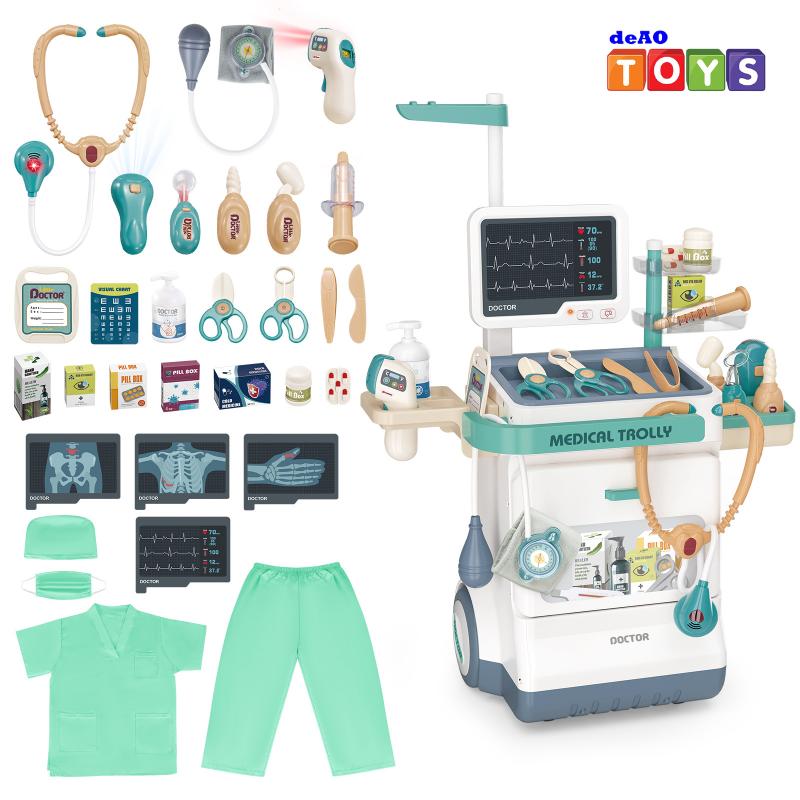 deAO Toys Doctor Kits,Pretend Medical Station Set,Role Play Set,16 PCS Medical Kit Toy with Sound and Light Functions Doctor Roleplay