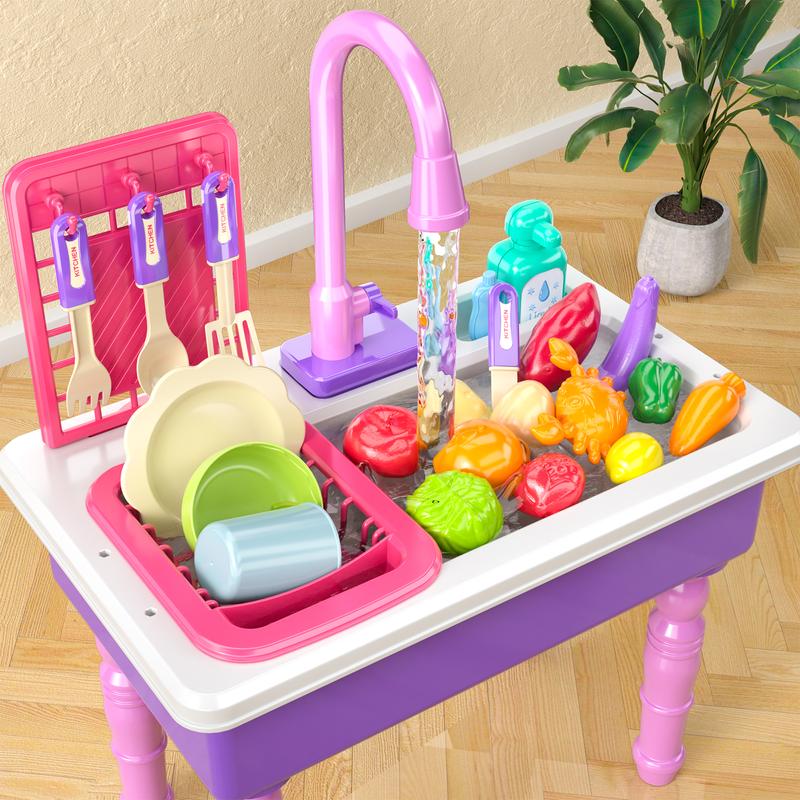 Warm Water Color Changing Kitchen Toys Automatic Circulating Water Sink toys Indoor Outdoor Toys Kitchen Toys, Christmas Gift, Birthday Gift