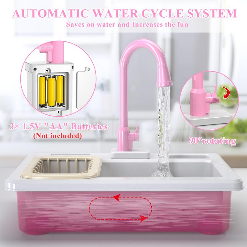 Warm Water Color Changing Kitchen Toys Automatic Circulating Water Sink toys Indoor Outdoor Toys Kitchen Toys, Christmas Gift, Birthday Gift