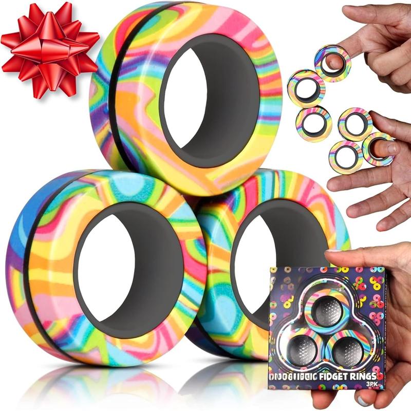 Stocking Stuffers for Teens - Magnetic Rings - Fidget Toys Adults - Magnetic Fidget Rings - Stocking Stuffers for Adults - Addictive Fidget Toy for Boys & Girls - Great Teen Gift - Multicolor