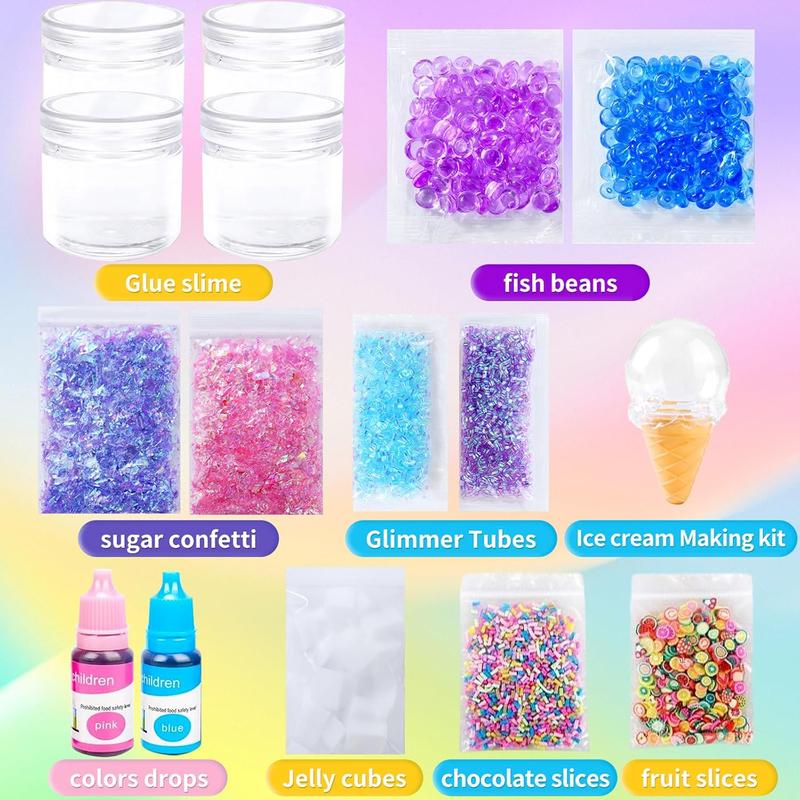 Christmas gift Slime Kit Confetti Slime, Glimmer Crunchy Slime, Foam Slime, Jelly Cubes Slime for Kids - Stress Relief Toys & Party Favors