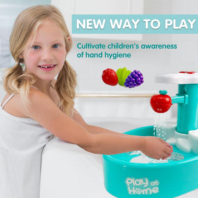 Talgic Hand Sensor Control Sink Kids Playset Kitchen Sink Toys, Running Water Pretend Play Wash Up Kitchen Sets With Water Faucet & Drain Feature- Great Gift for Boys Girls