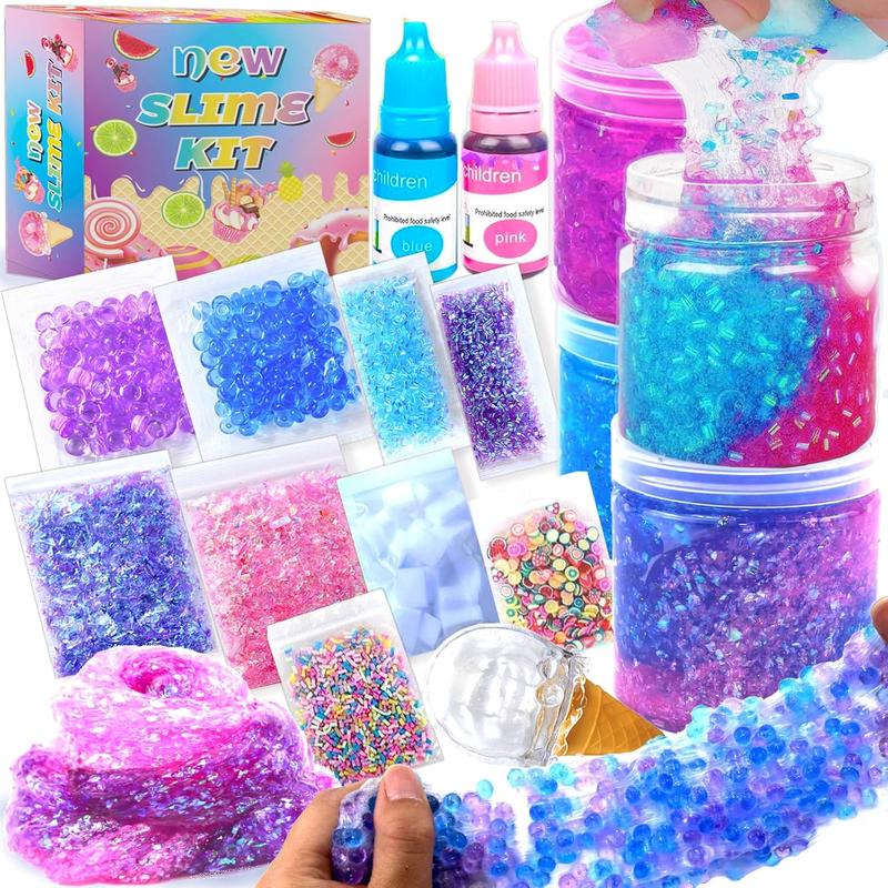 Christmas gift Slime Kit Confetti Slime, Glimmer Crunchy Slime, Foam Slime, Jelly Cubes Slime for Kids - Stress Relief Toys & Party Favors