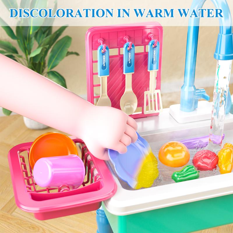 Warm Water Color Changing Kitchen Toys Automatic Circulating Water Sink toys Indoor Outdoor Toys Kitchen Toys, Christmas Gift, Birthday Gift