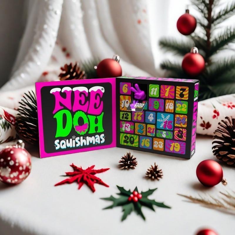 Featured nee doh christmas advent calendar, 2024 christmas gift advent calendar, christmas countdown calendar including 24 christmas mini squeeze toys!