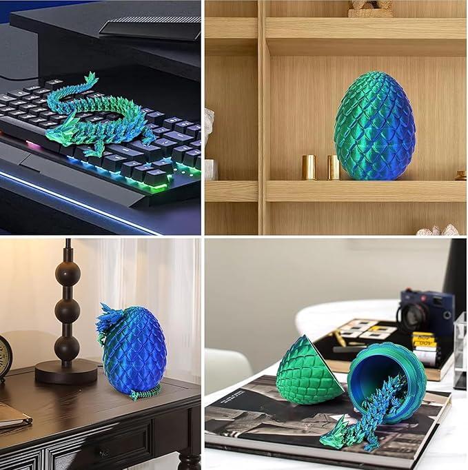 3D Printed Dragon Eggs with Dragon Inside Articulated Crystal Dragon in Egg  Executive Dragon Fidget Desk Toys for Gifts Home Office Decor