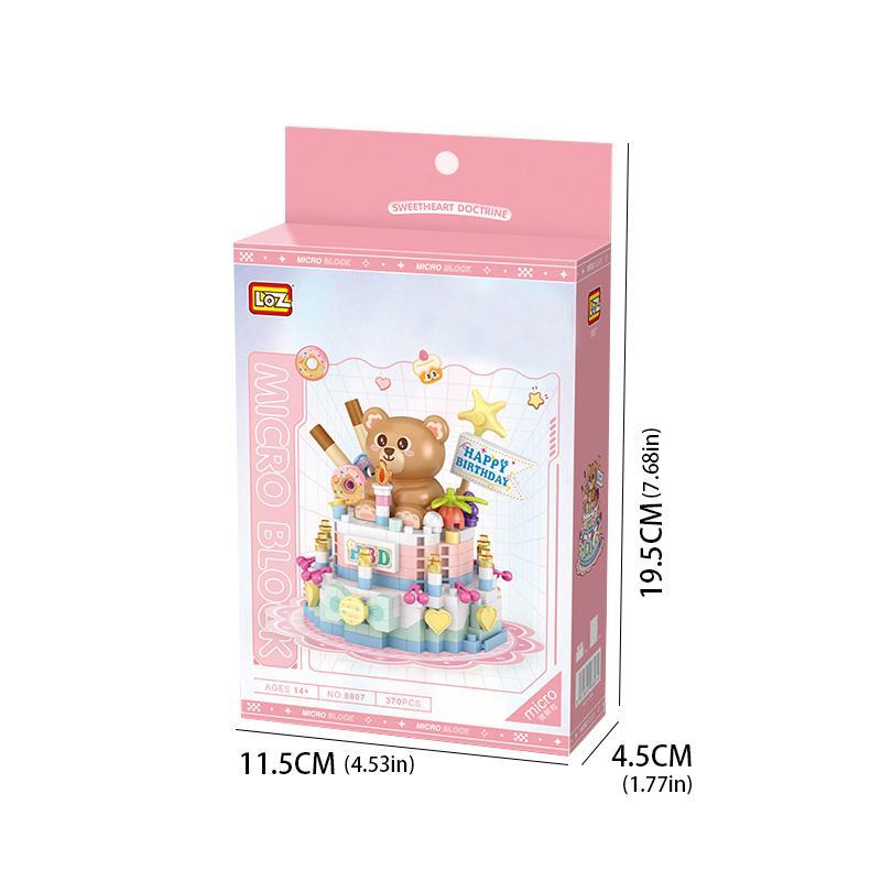 Cartoon Bear Cake Design Mini Building Block, 370pcs set Mini Bricks Toy For Boys Girls, Party Favors, Creative Model Toy