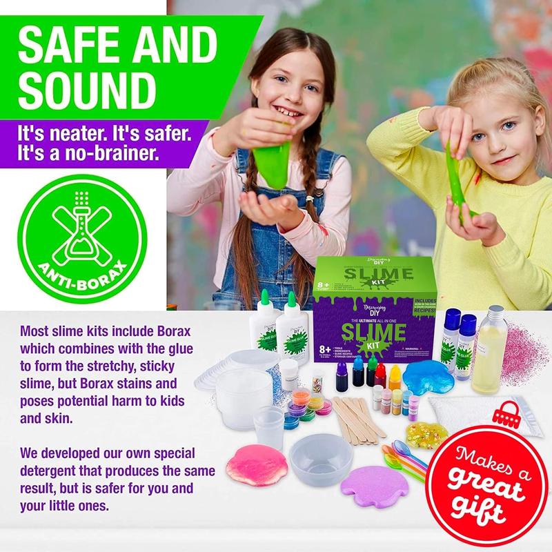 Discovering DIY Slime Kit for Girls and Boys - 52-Piece Slime Making Kit for Kids w Craft Supplies - Makes Unicorn, Cloud, Butter, Galaxy, Mermaid and Slime for Kids