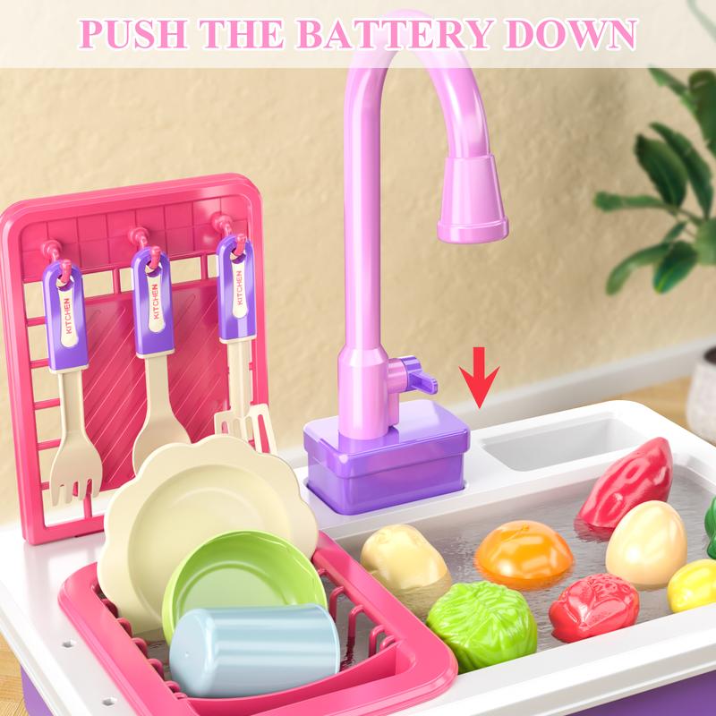 Purple Electric Dishwasher Playing Toy with Running Water,， Play house toys， Kitchen Set Toys,Electric Dishwasher Playing Toy with Running Water Kitchen Sink Toys ,Kitchen and food toys， Exquisite gifts, Christmas gifts, birthday gifts