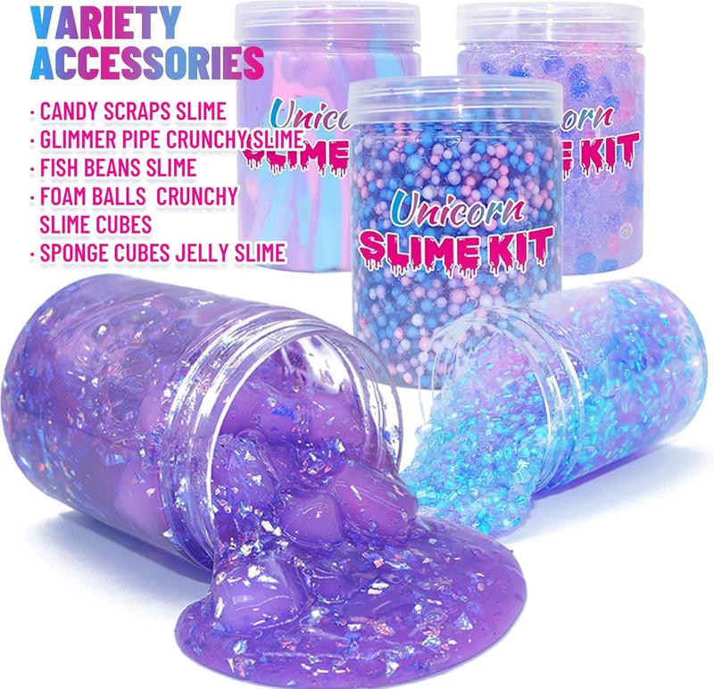 Christmas gift for kids Unicorn Slime Kit for Girls 4-12 - Makes Butter, Candy Confetti, Glimmer, Foam Jelly Cubes - Party Favors for Kids