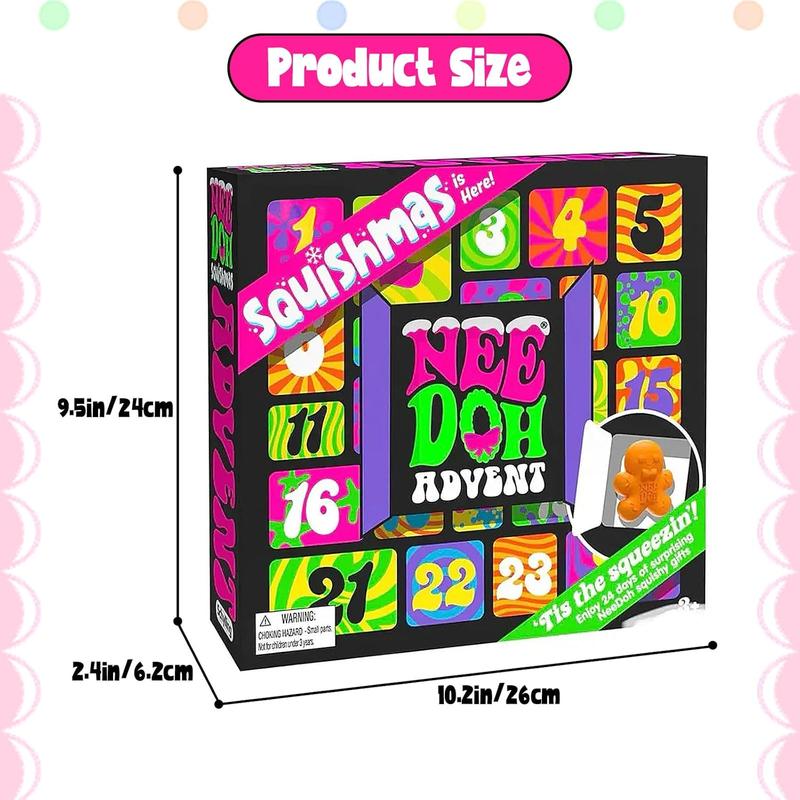 Featured nee doh christmas advent calendar, 2024 christmas gift advent calendar, christmas countdown calendar including 24 christmas mini squeeze toys!