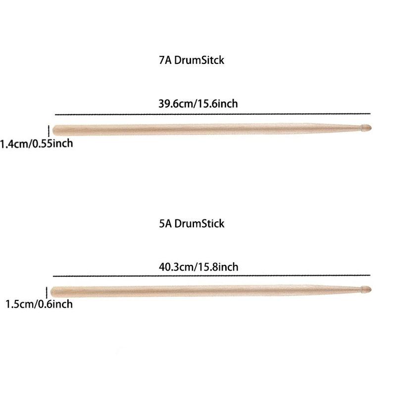 Drum Sticks, 1 Pair Classic Maple Drumsticks for Adults and Beginners, Musical Instrument Accessories for Home and Studio