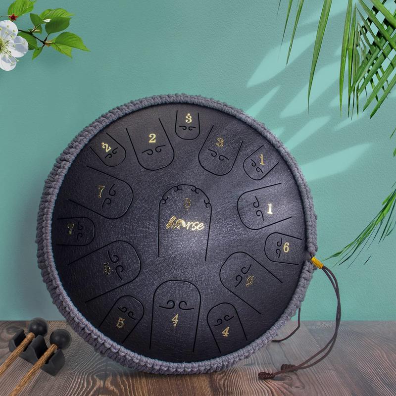 Rain Drum for Outside Garden,Chakra Drum for Rain Outdoor,Drum Rain Chime Waterproof,Steel Tongue Drum 3 Inches 6 Notes Rain Chime(Black)