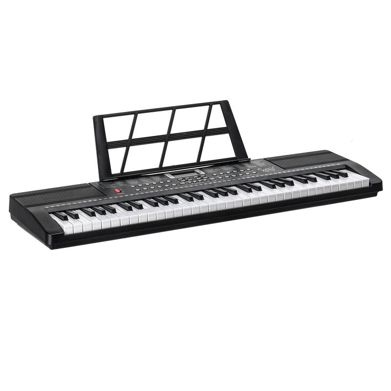 GEP-110 61 Key Keyboard with Piano Stand, Piano Bench, Built In Speakers, Headphone, Microphone, Music Rest, LED Screen, 3 Teaching Modes for Beginners