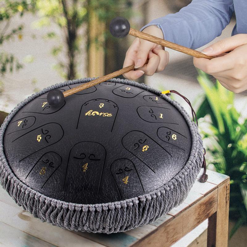 Rain Drum for Outside Garden,Chakra Drum for Rain Outdoor,Drum Rain Chime Waterproof,Steel Tongue Drum 3 Inches 6 Notes Rain Chime(Black)