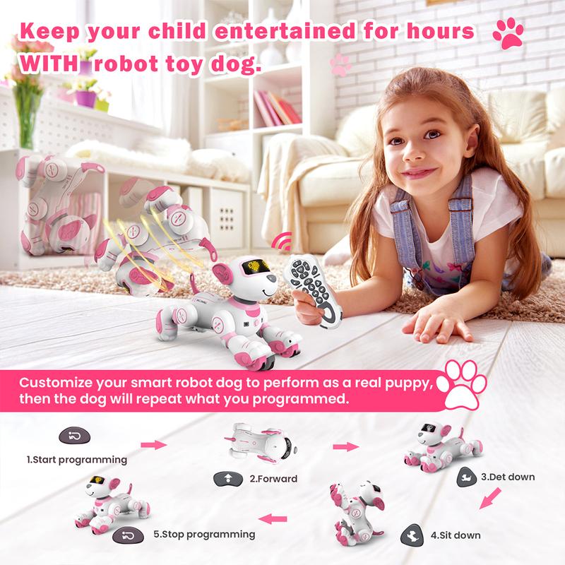 Robot Dog Toys for Girls Toys Interactive Robot Toy FollowMe Robot for Kids 5-7 Intelligent Remote Control Dog with Sing Dance AI Robotics for Kids Age 3 4 5 6 7 Chrismas Birthday Gifts