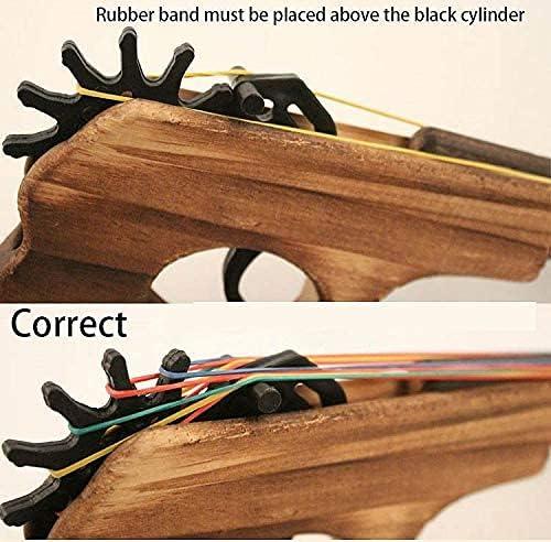 2 Pcs Wooden Rubber Band Gun Kids Outdoor Toy with 100 Rubber Bands 9 Inches Length