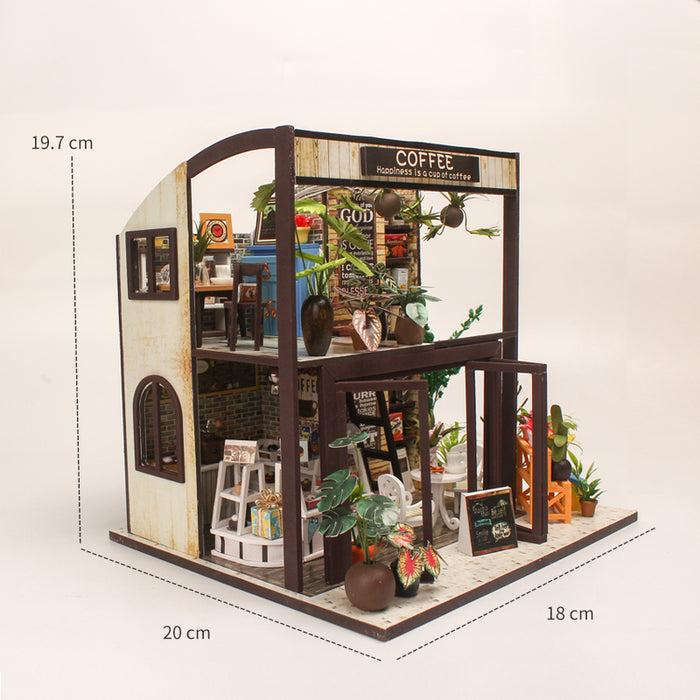 DIY Miniature Time Coffee House Kit - High-Quality Wood Materials