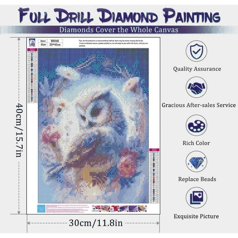 Diamond Painting Kits for Adults, Owl 5D Diamond Art Kits, Full Drill DIY Crafts for Adults Home Wall Decor Gift Diamond Dots [11.8x15.7inch]