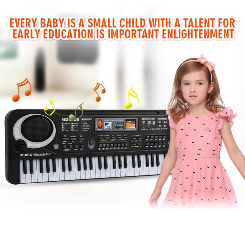 61-Key Digital Music Piano Keyboard Portable Electronic Musical Instrument w Mic