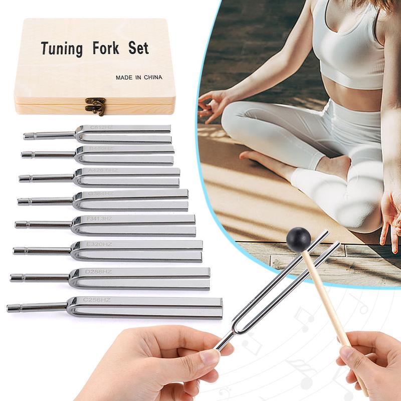 8pcs 256-512HZ Steel Tuning Fork Set Vibrating Yoga Meditation Tuning Fork