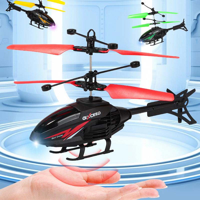 Mini helicopter for adults. Intelligent induction hovering aircraft, four-axis flying toy. A great gift toy for boys and girls. Red.