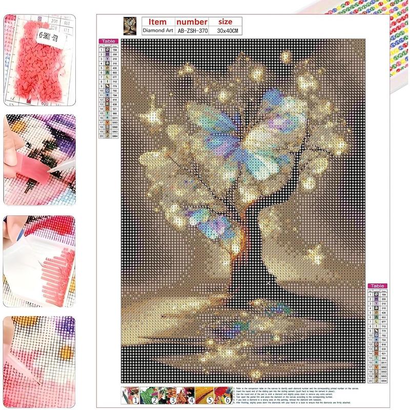 Art Kits for Adults,Glitter Tree 5D Painting Kits for Adults,Painting Art with Full Drill Dots DIY  Crafts Kits for Home Decor Gift-12x16in