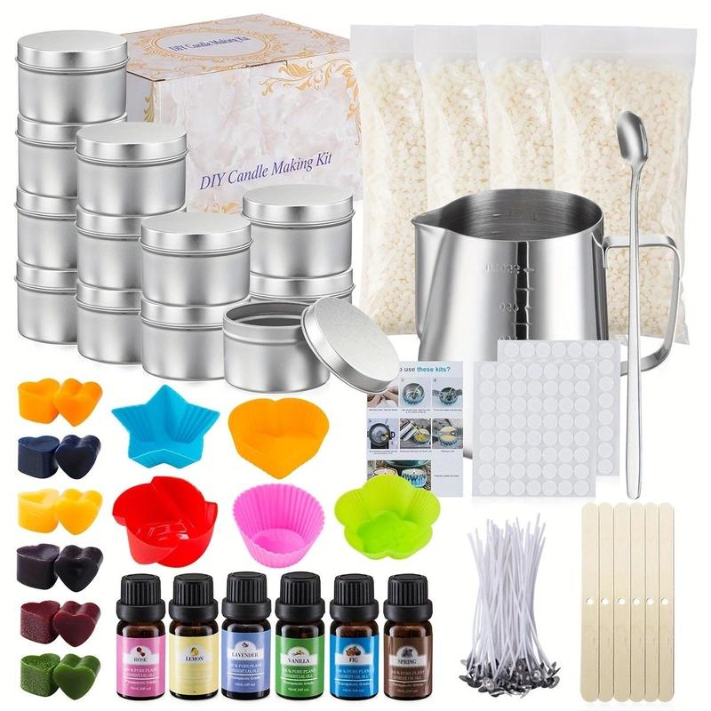 DIY Candle Making Kit, 1 Set Candle Making Kit with Essential Oil & Tools, Reusable Candle Making Supplies for Home Decor