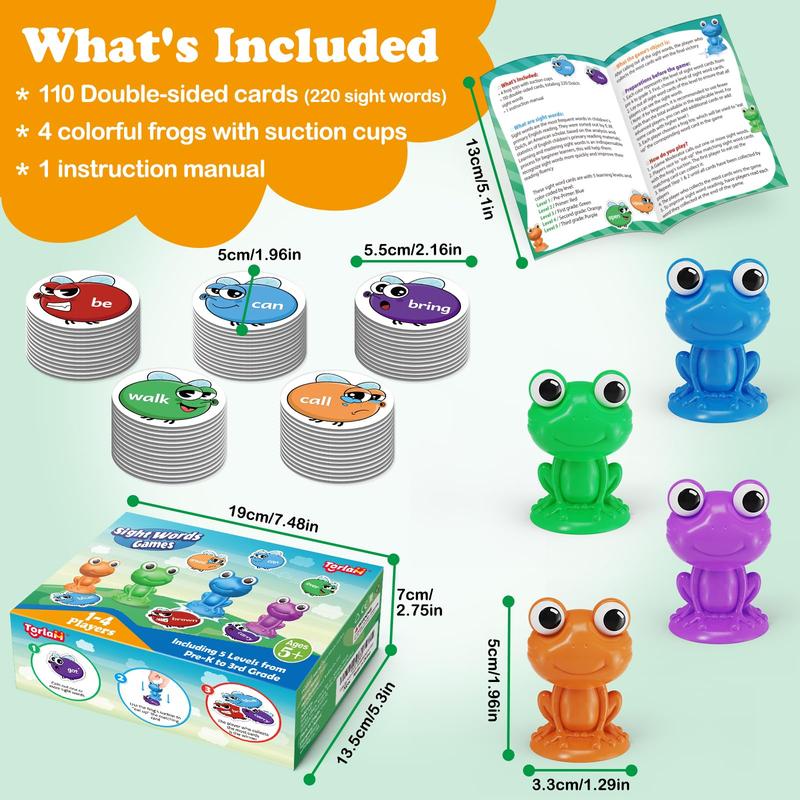 Sight Word Games,Frog stomp sets, Educational Indoor Games Flash Cards, Phonics Learning Games