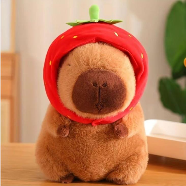 Strawberry Capybara Plush Toy, SummerGifts, Cute Capybara Anime Fluffy Toy,Creative Birthday and Holiday Gift OptionsRoom Decor, Thanksgiving, Chrismats GiftSet