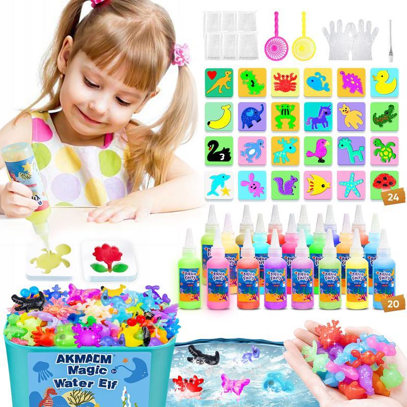 Aqua Fairy Water Gel Kit Magic Water Elf Toy 20 Colors Magic Gel Aqua Art 10 Molds Squishy Maker Party Favor Birthday DIY STEM Christmas Gifts