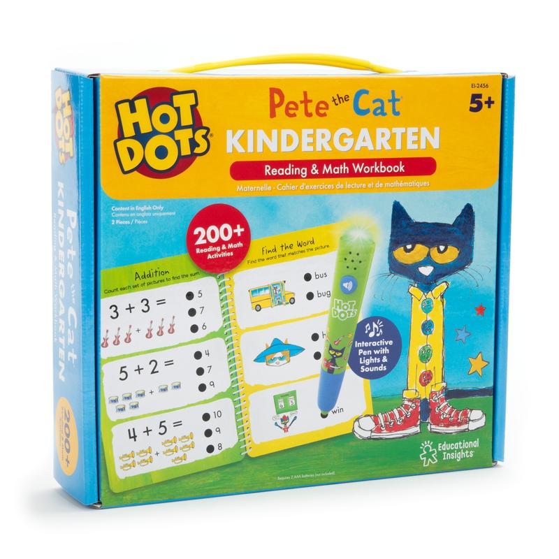 Educational Insights Hot Dots Pete the Cat Kindergarten Reading & Math, Ages 5+