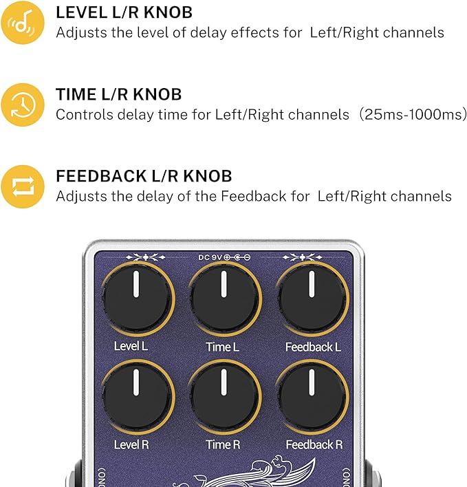 Donner Tape Delay Pedal,Stereo Delay Pedals for Electric Guitar,Analog Delay Pedal with Echo Effect, White Tape Guitar Pedal,True Bypass