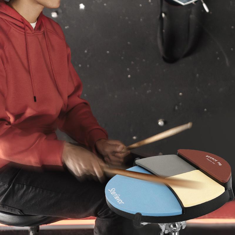 Starfavor Drum Practice Pad, 4 Surfaces Practice Drum Pad, Silent Practice Pad for Drumming with Different Playing Surface, with Drumsticks