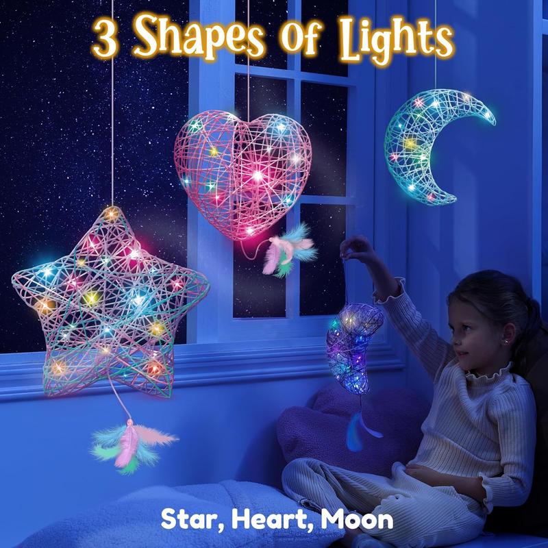 Kits 3D String Art Kit for Kids, Light Up String Light Toy with 30 Multi-Colored LED Bulbs, Arts and Crafts Set, Birthday Gifts for Girls and Boys Ages 6-12