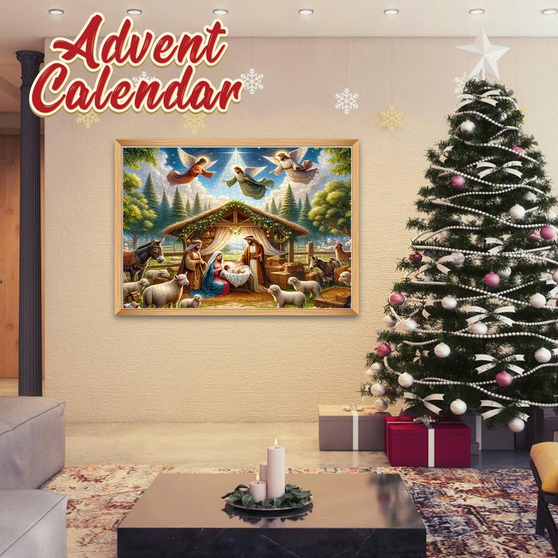 2024 Nativity Set Puzzle Advent Calendar Christmas for Boys and Adults Gift 24 Boxes Religous Jesus Holiday Countdown Unique Decorative