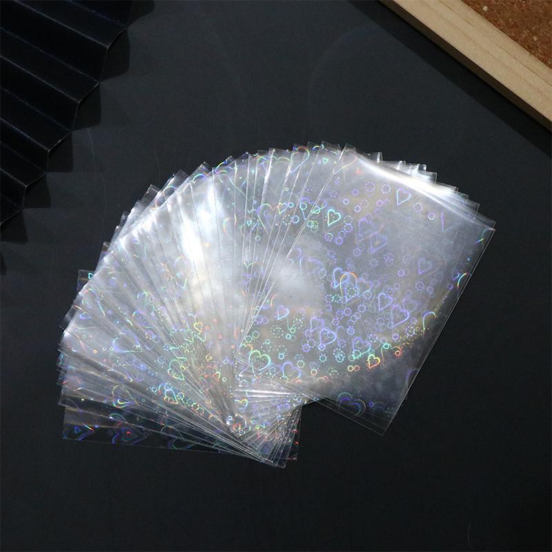 Heart Pattern Photocard Sleeve, 50pcs pack Laser Card Sleeve, Holographic Film for Card Making, DIY Scrapbooking Supplies, Gifts & Wrapping Supplie