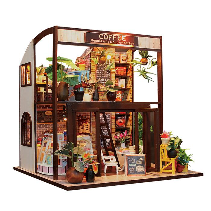 DIY Miniature Time Coffee House Kit - High-Quality Wood Materials