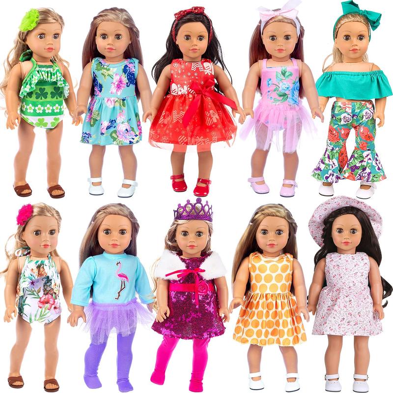 24 Pcs American Doll Clothes for 18 inch Doll Clothes and Accessories - Doll Clothing Outfits Dress Swimsuits Tights for 18 Inch Dolls