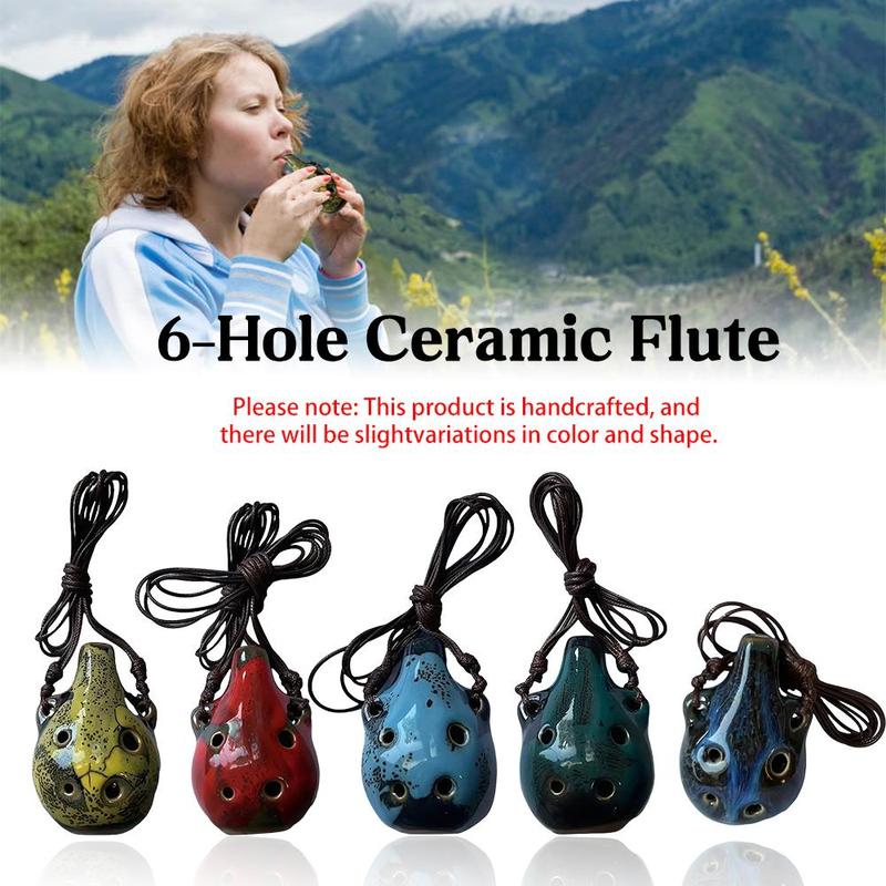 6 Hole Ceramic Mini Ocarina, 1 Count Ceramic Crafts Musical Instrument, Creative Musical Instrument for Adults Women and Men, Christmas Gift