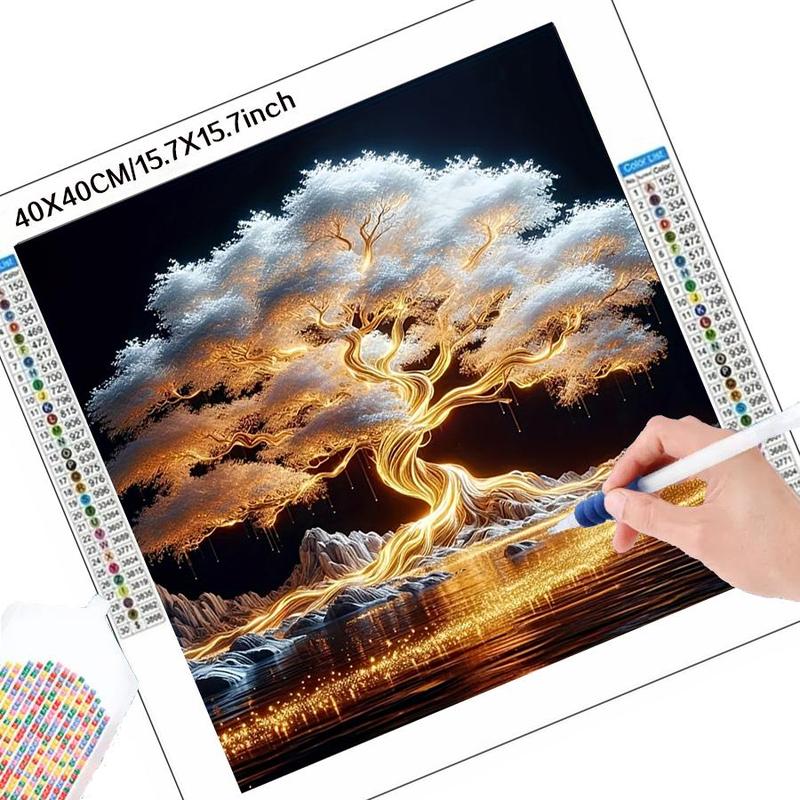 Tree Pattern Diamond Arts Colorful Painting Kit without Frame, DIY 5D Diamond Arts Crafts Kit, Wall Art Decoration for Living Room Bedroom