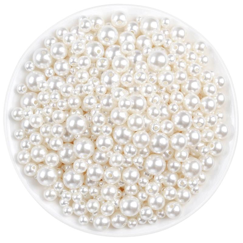 Faux Pearl Beads, 800pcs set Mixed Sizes Ivory Pearl Craft Beads, Loose Pearls for Jewelry Making, Crafts, Decoration and Vase Filler