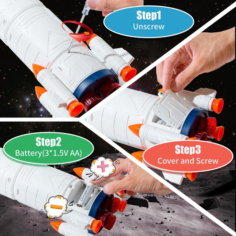 Space Shuttle Rocket Toy - Rocket Ship Toy Glows, Makes Lights and Sound Effects - Astronaut Toys, Space Adventure Toys, Children's Science Education Toys