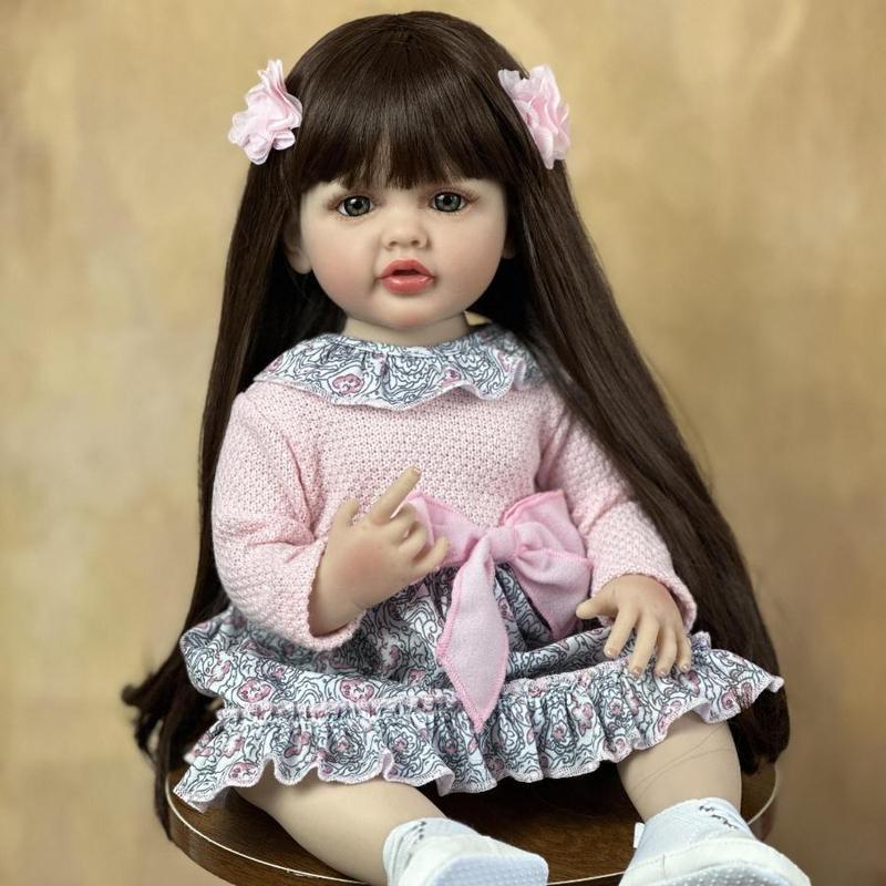 22 Inch Life-like Reborn Doll, Soft Silicone Realistic Girl Doll, Ideal Dolls Toy, Pretend Play Props, Birthday Gifts, Toys for Adults, Thanksgiving, Childlike Toys, Christmas Gift