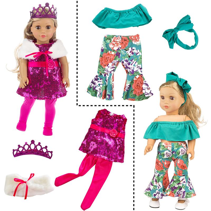 24 Pcs American Doll Clothes for 18 inch Doll Clothes and Accessories - Doll Clothing Outfits Dress Swimsuits Tights for 18 Inch Dolls