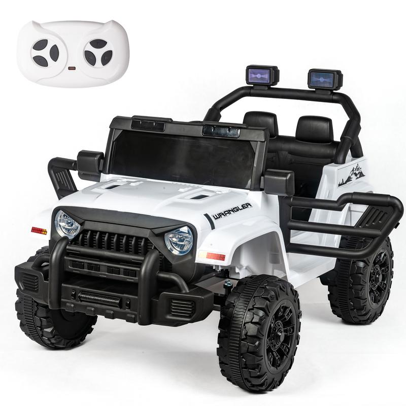 POSTACK 12V Ride on Kids Electric Vehicle, Ride on Toys with Parental Remote, Power 4 Wheeler Ride on Truck for Kids Cars to Drive, Off Road UTV for Toddlers Boys Girls with Music Bluetooth, White