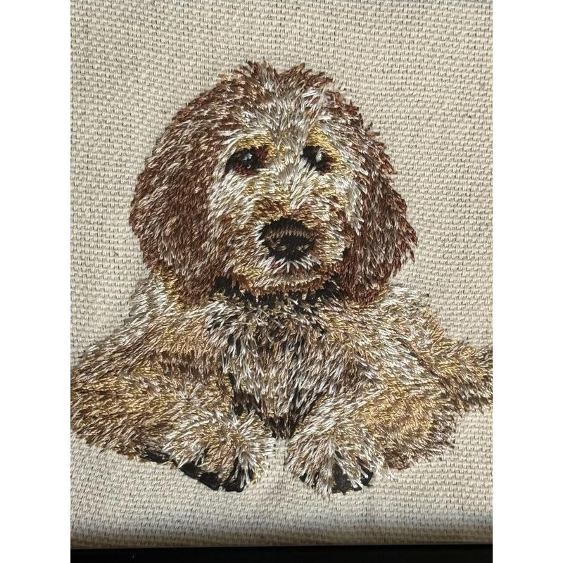 Goldendoodle Machine Embroidered and Framed! Other Breeds Available!